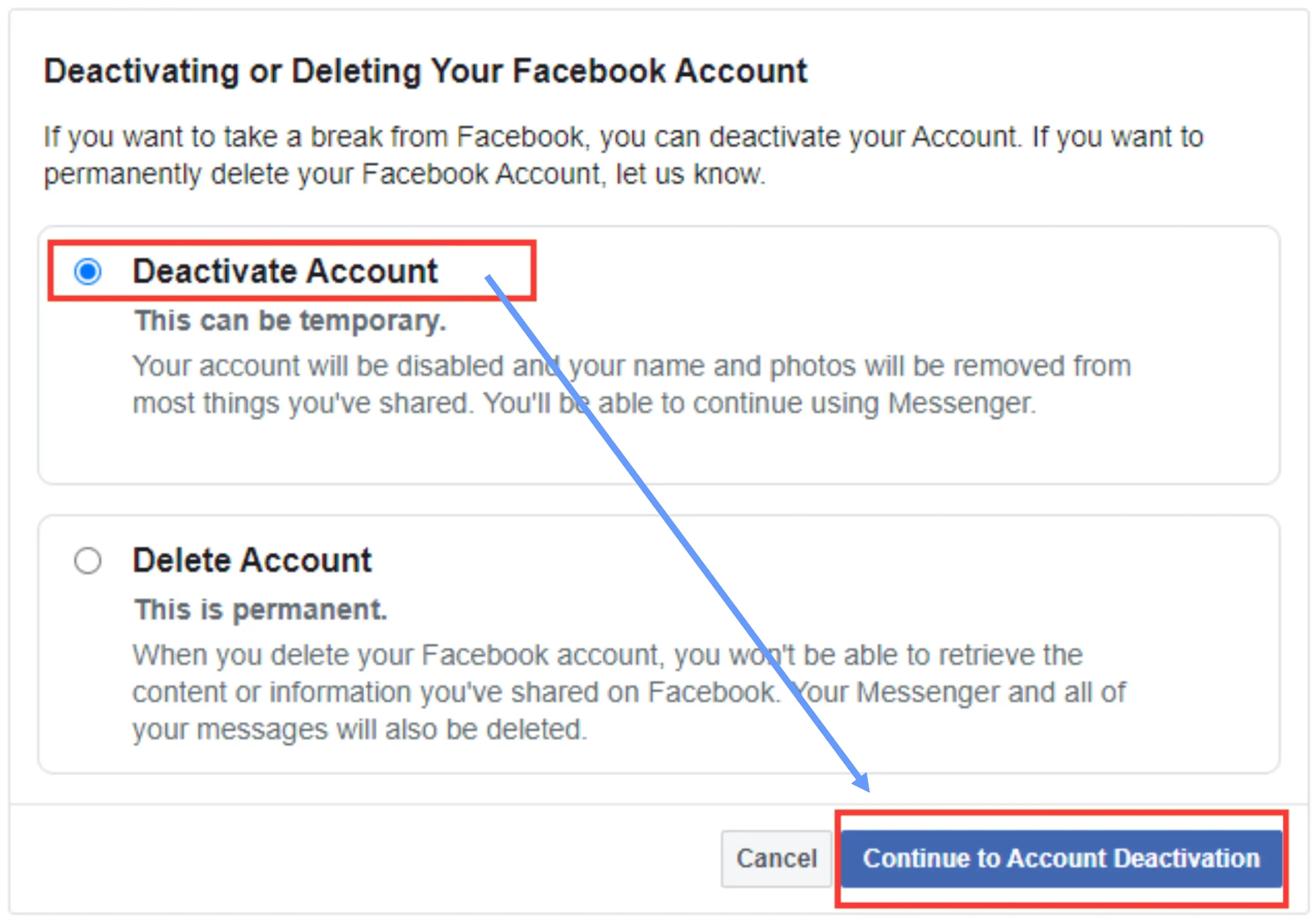 How to Deactivate Facebook Account 4